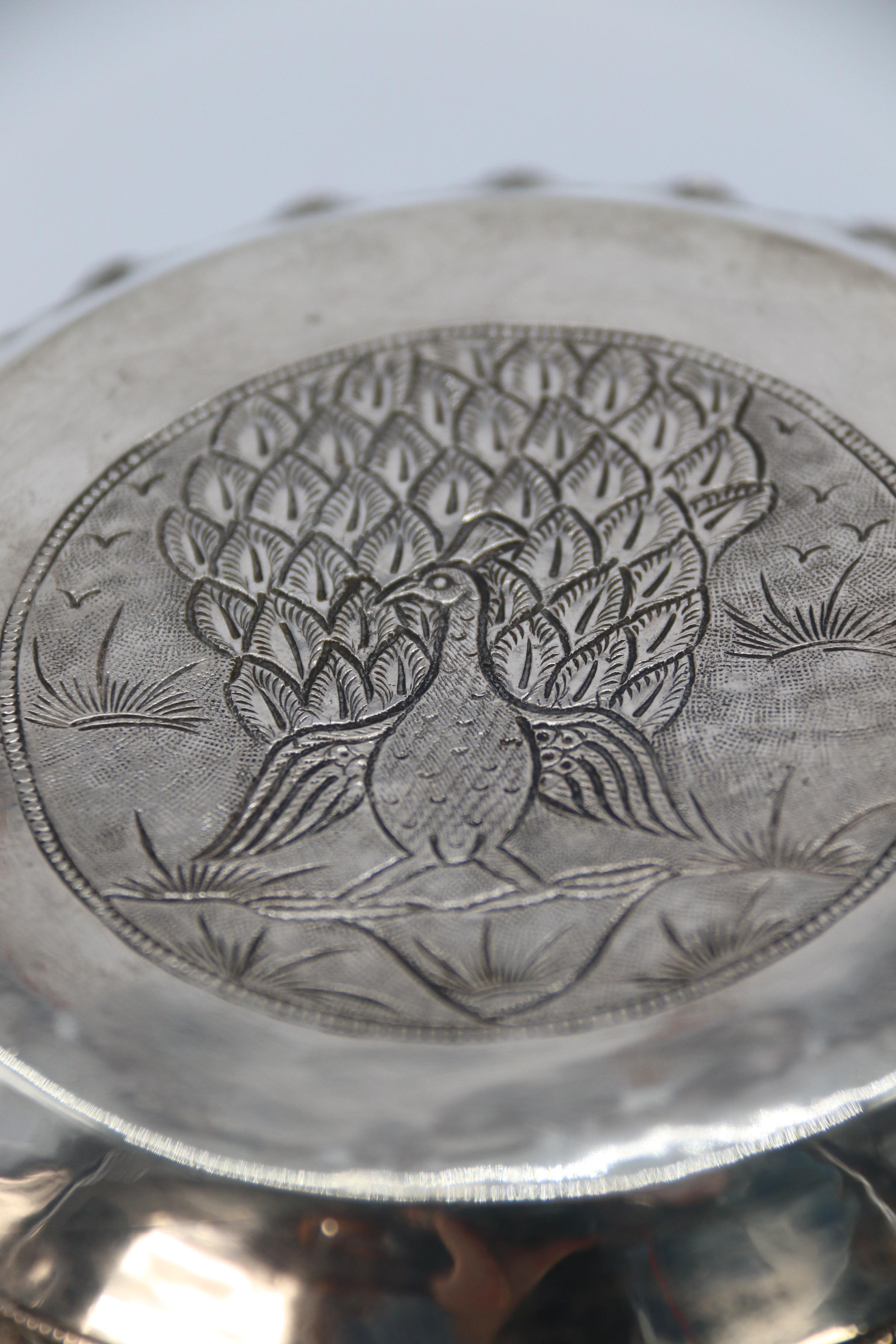 19th century Indian silver Raj period deep relief repousse work bowl circa 1870 For Sale 8