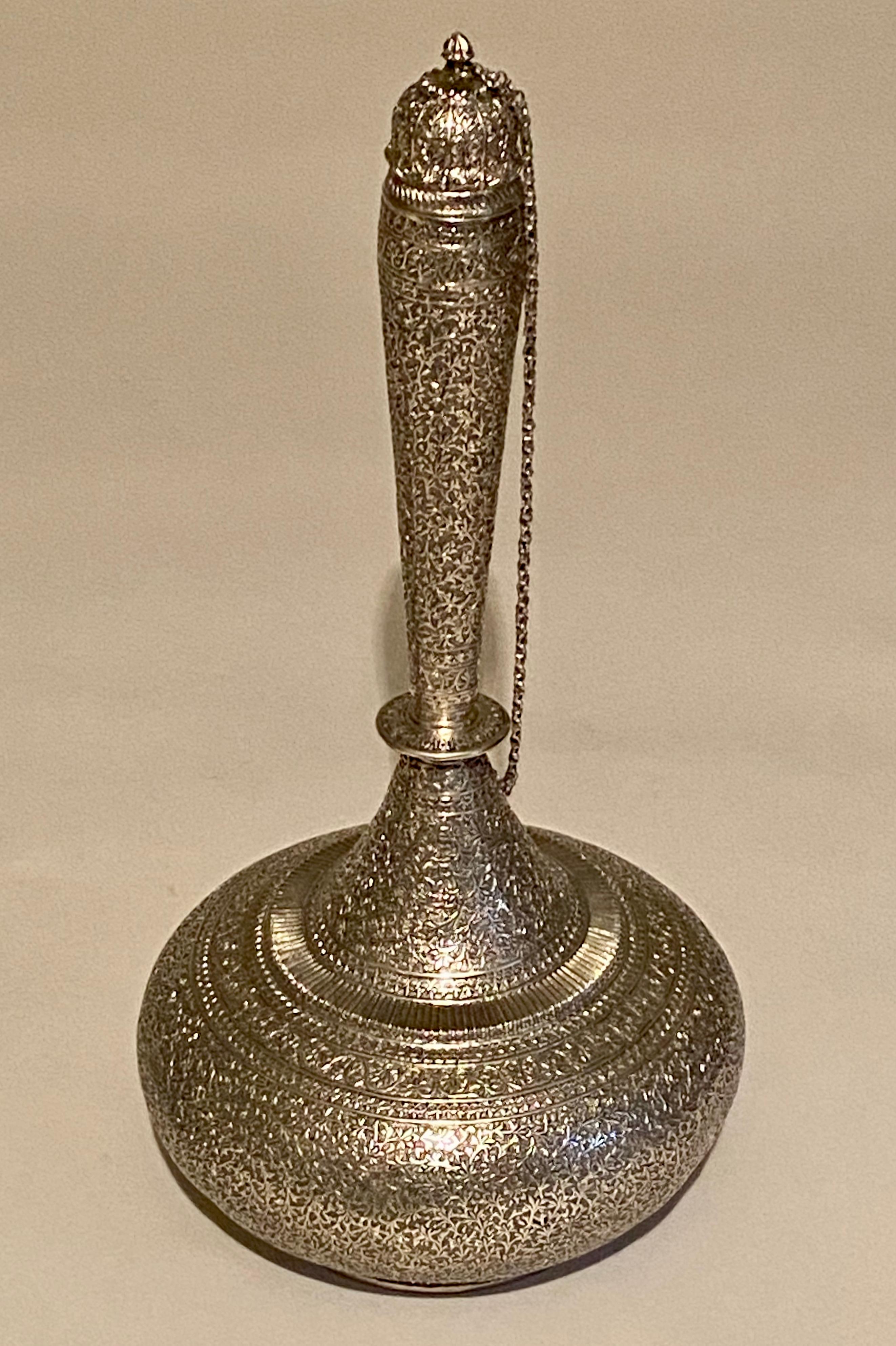 Islamic 19th Century Indian Silver Rosewater Bottles For Sale