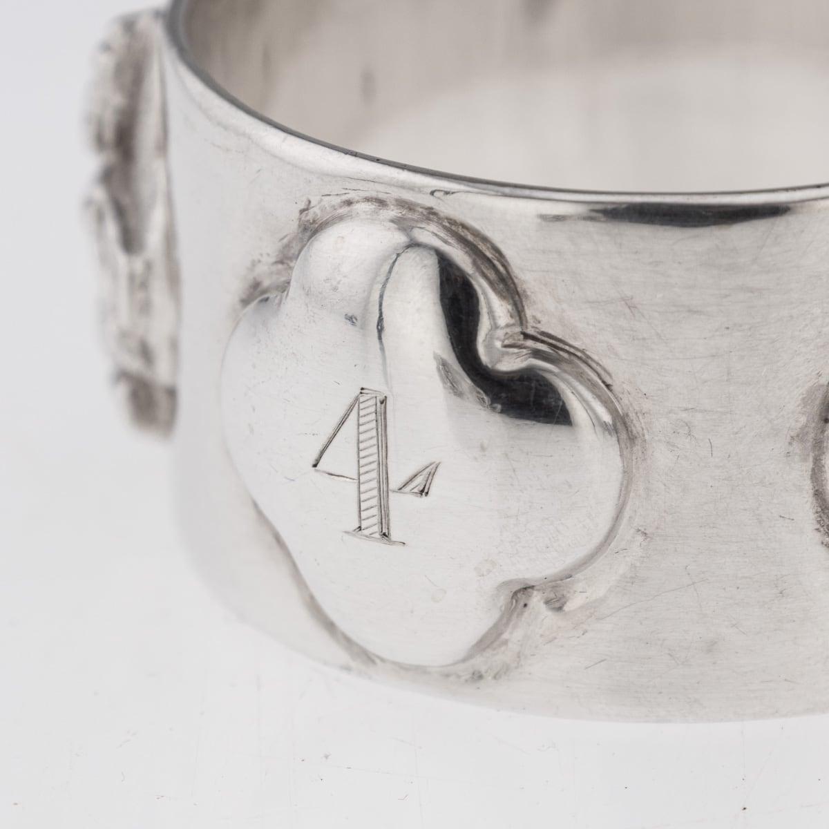 Set di sei portatovaglioli in argento massiccio indiano del XIX secolo, P. Orr & Sons in vendita 5