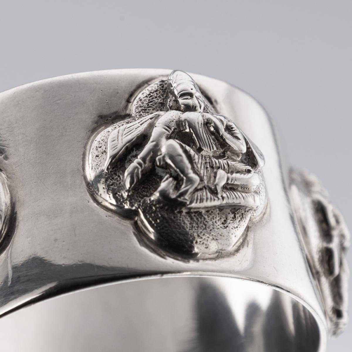Set di sei portatovaglioli in argento massiccio indiano del XIX secolo, P. Orr & Sons in vendita 2