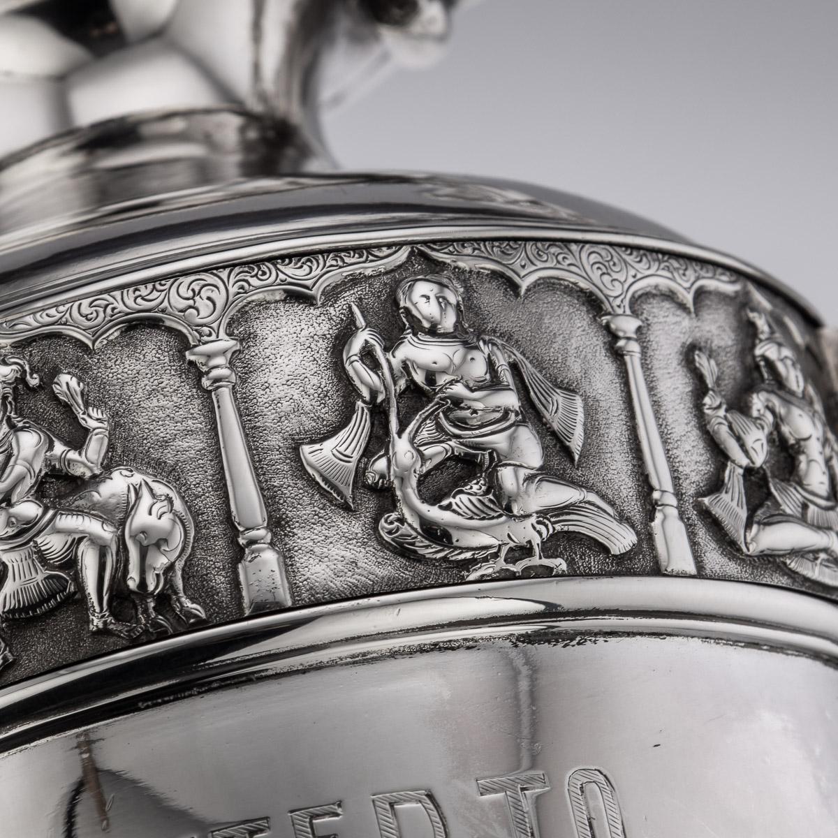 19th Century Indian Solid Silver Presentation Ewer, P.Orr & Sons, c.1880 8
