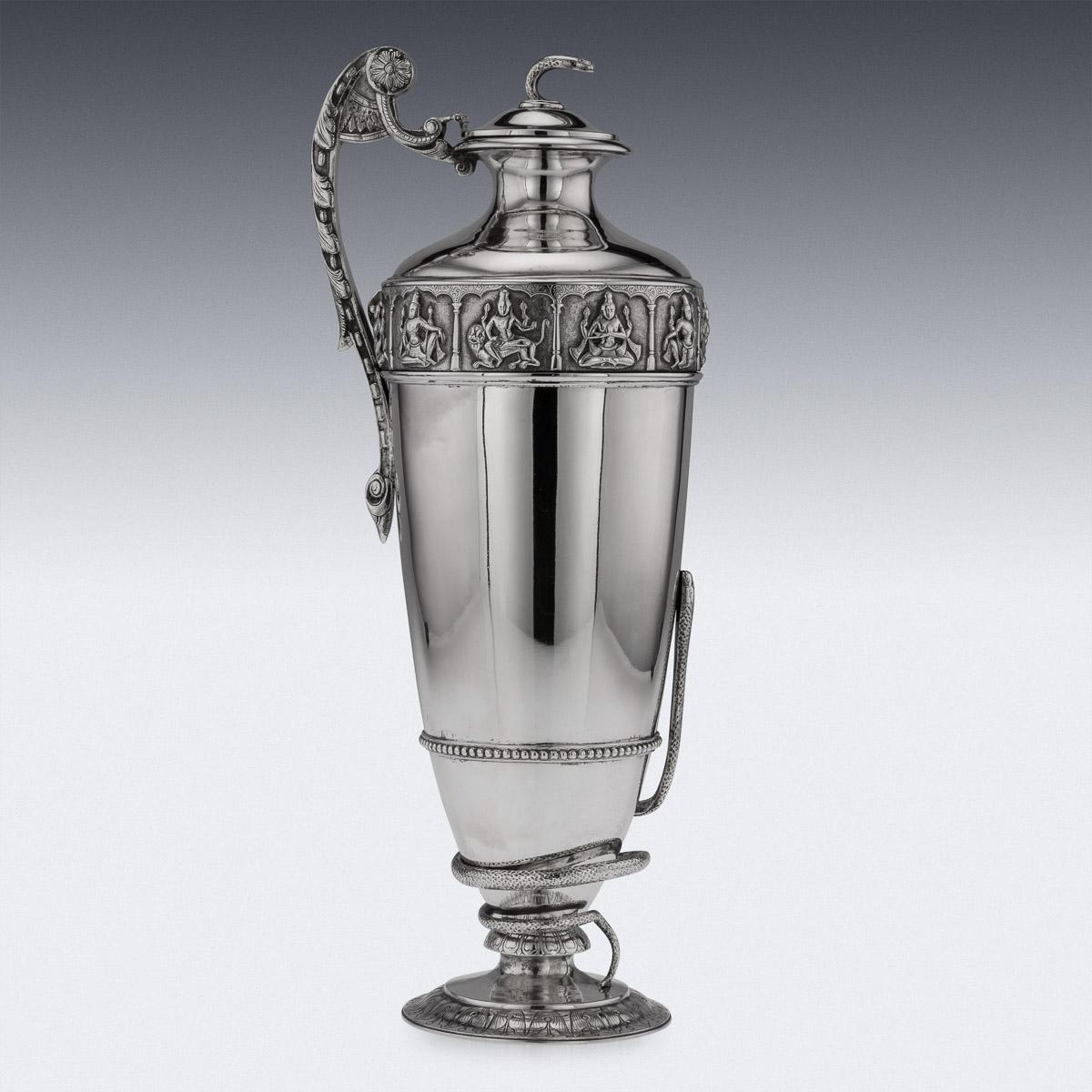 19th Century Indian Solid Silver Presentation Ewer, P.Orr & Sons, circa 1880 In Good Condition In Royal Tunbridge Wells, Kent