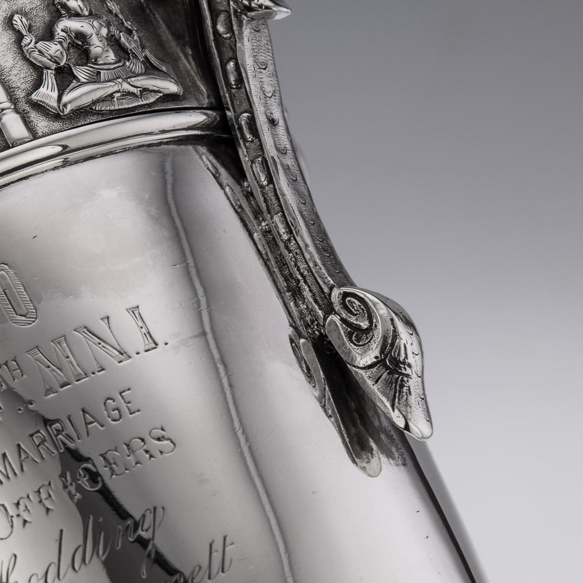 19th Century Indian Solid Silver Presentation Ewer, P.Orr & Sons, c.1880 5