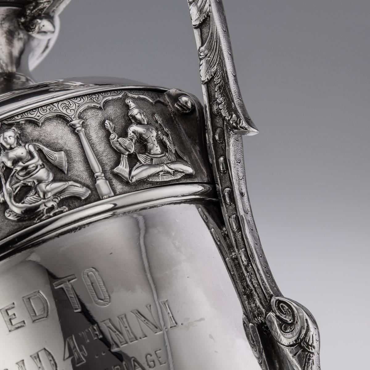 19th Century Indian Solid Silver Presentation Ewer, P.Orr & Sons, c.1880 6