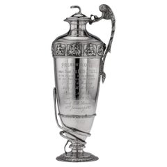19th Century Indian Solid Silver Presentation Ewer, P.Orr & Sons, c.1880
