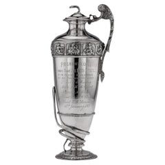 19th Century Indian Solid Silver Presentation Ewer, P.Orr & Sons, circa 1880