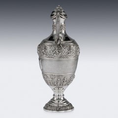 19th Century Indian Solid Silver Swami Ewer, Madras, circa 1880