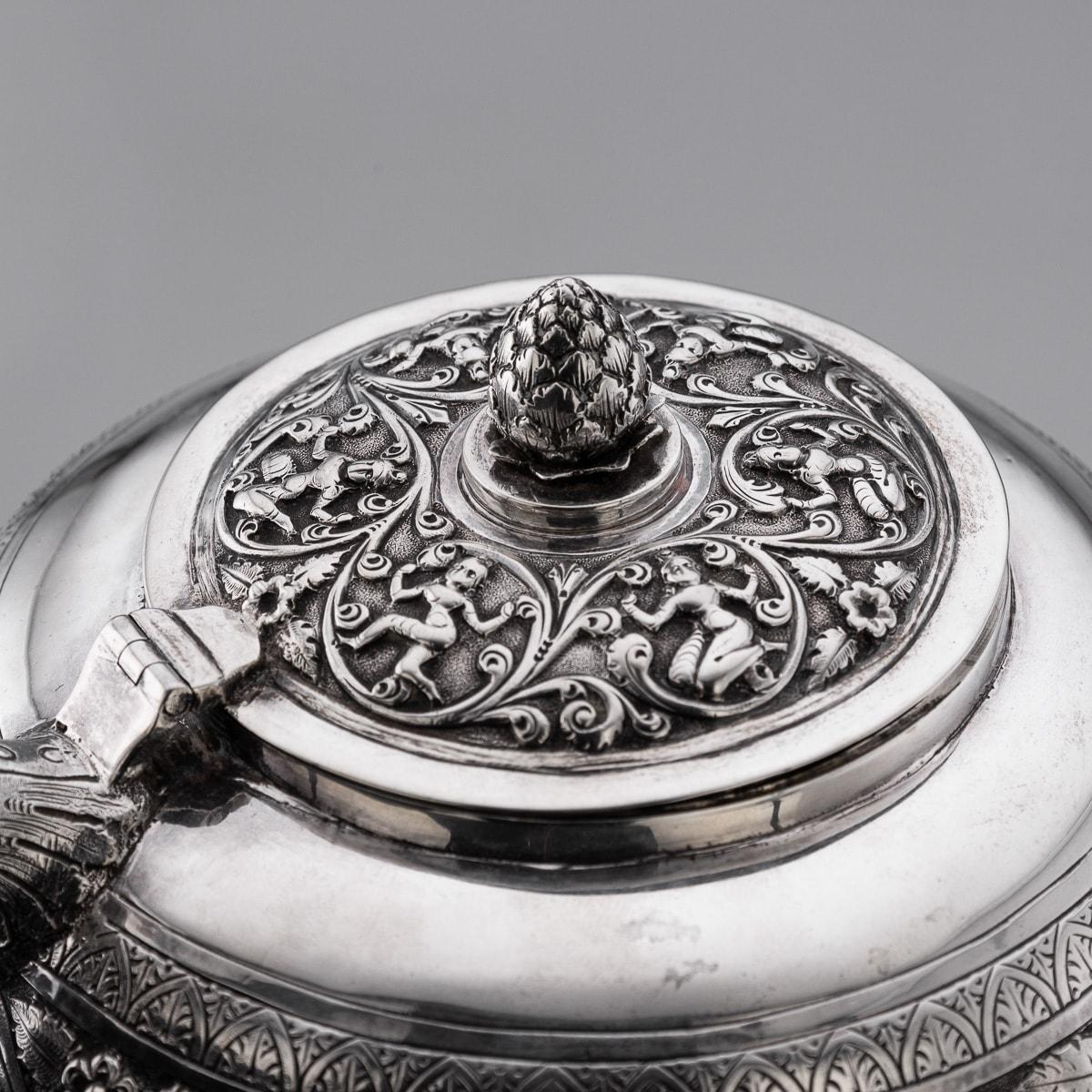 19th Century Indian Solid Silver Swami Tea Set, Daday Khan, Madras c.1880 6