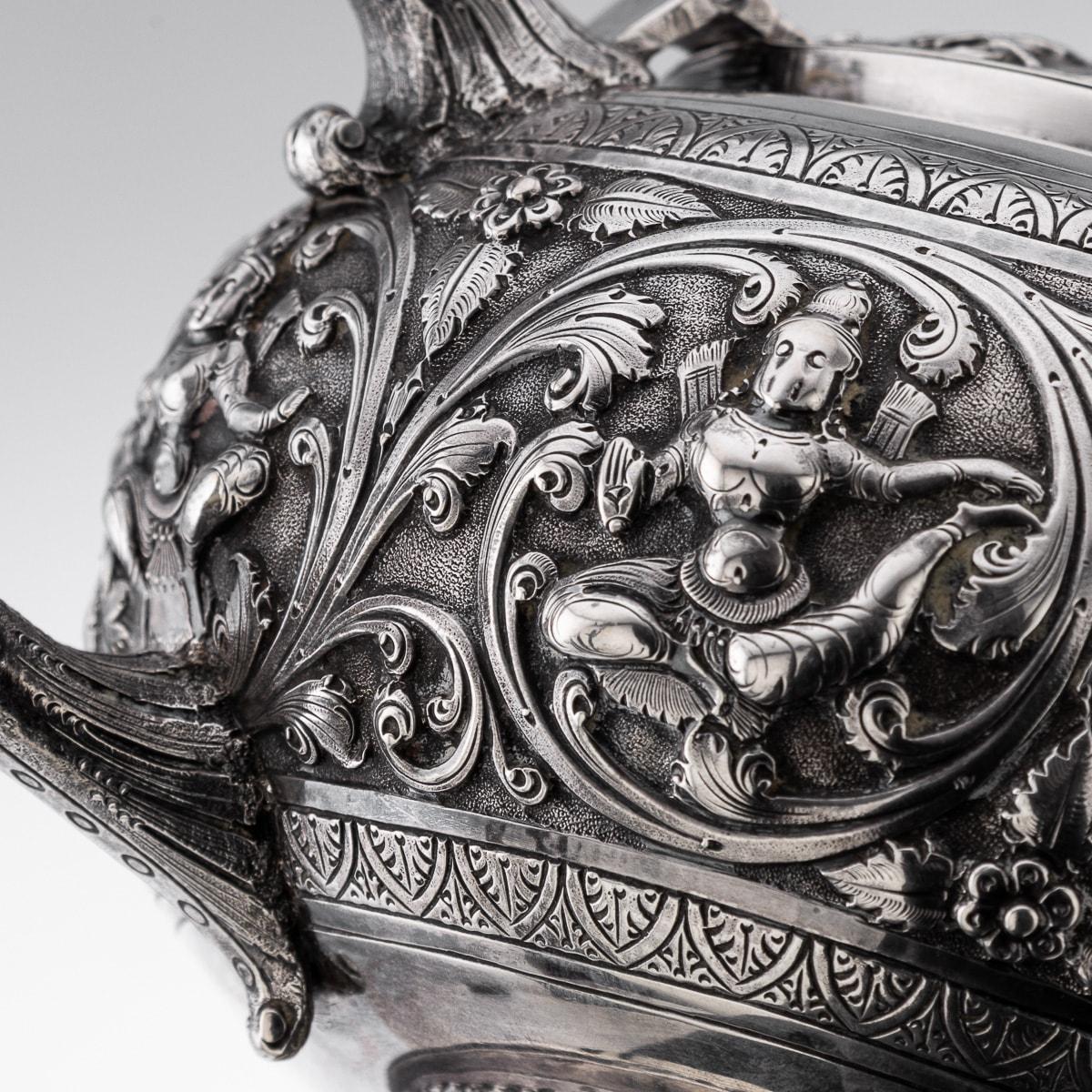 19th Century Indian Solid Silver Swami Tea Set, Daday Khan, Madras c.1880 12