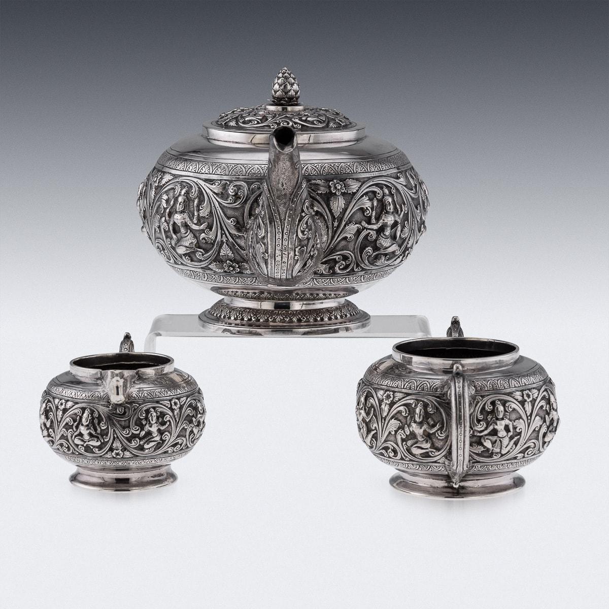 19th Century Indian Solid Silver Swami Tea Set, Daday Khan, Madras c.1880 1