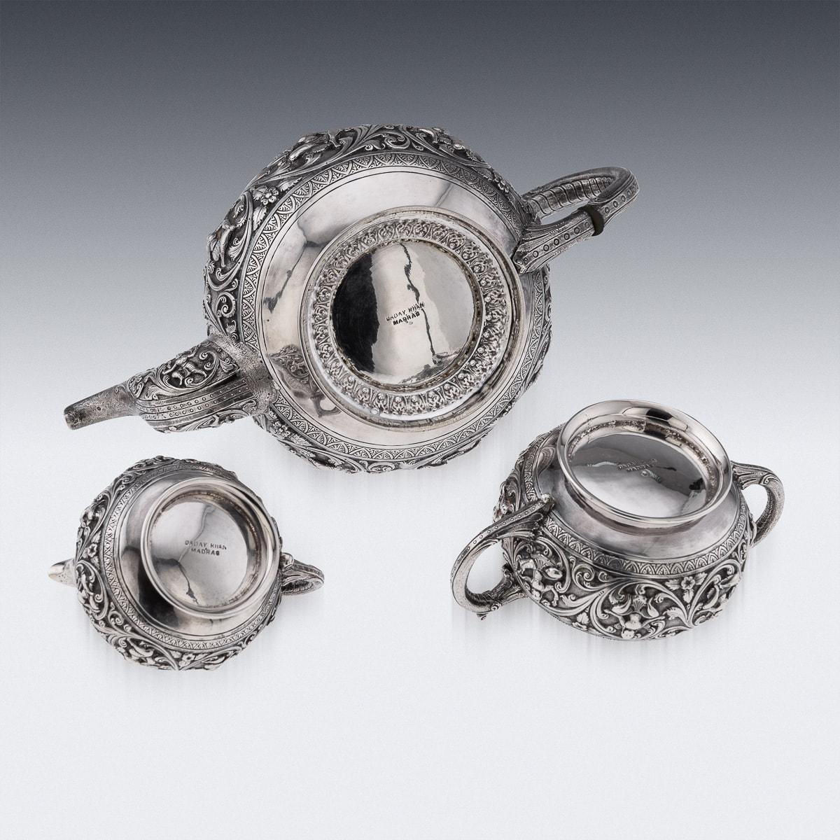 19th Century Indian Solid Silver Swami Tea Set, Daday Khan, Madras c.1880 2