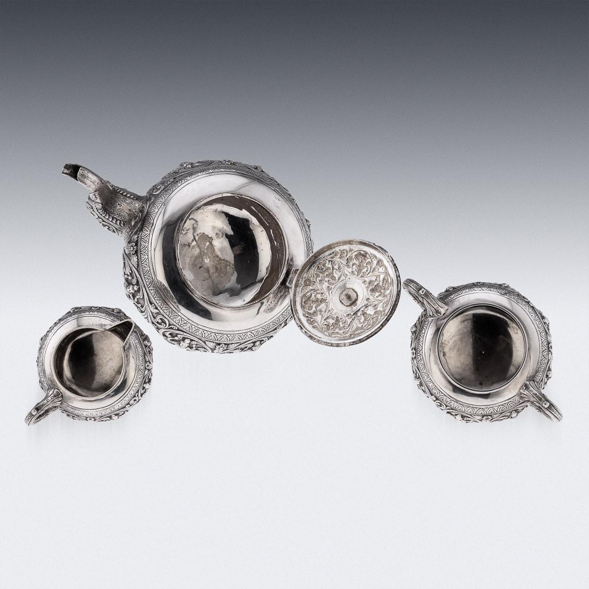19th Century Indian Solid Silver Swami Tea Set, Daday Khan, Madras c.1880 3