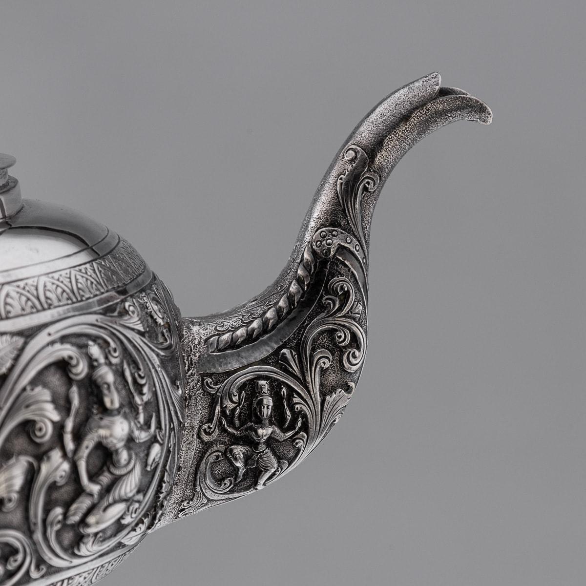 19th Century Indian Solid Silver Swami Tea Set, Daday Khan, Madras c.1880 4