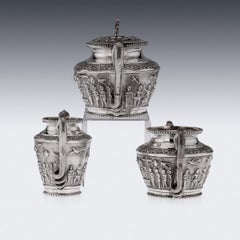 19th Century Indian Solid Silver Swami Tea Set, Madras, c.1880