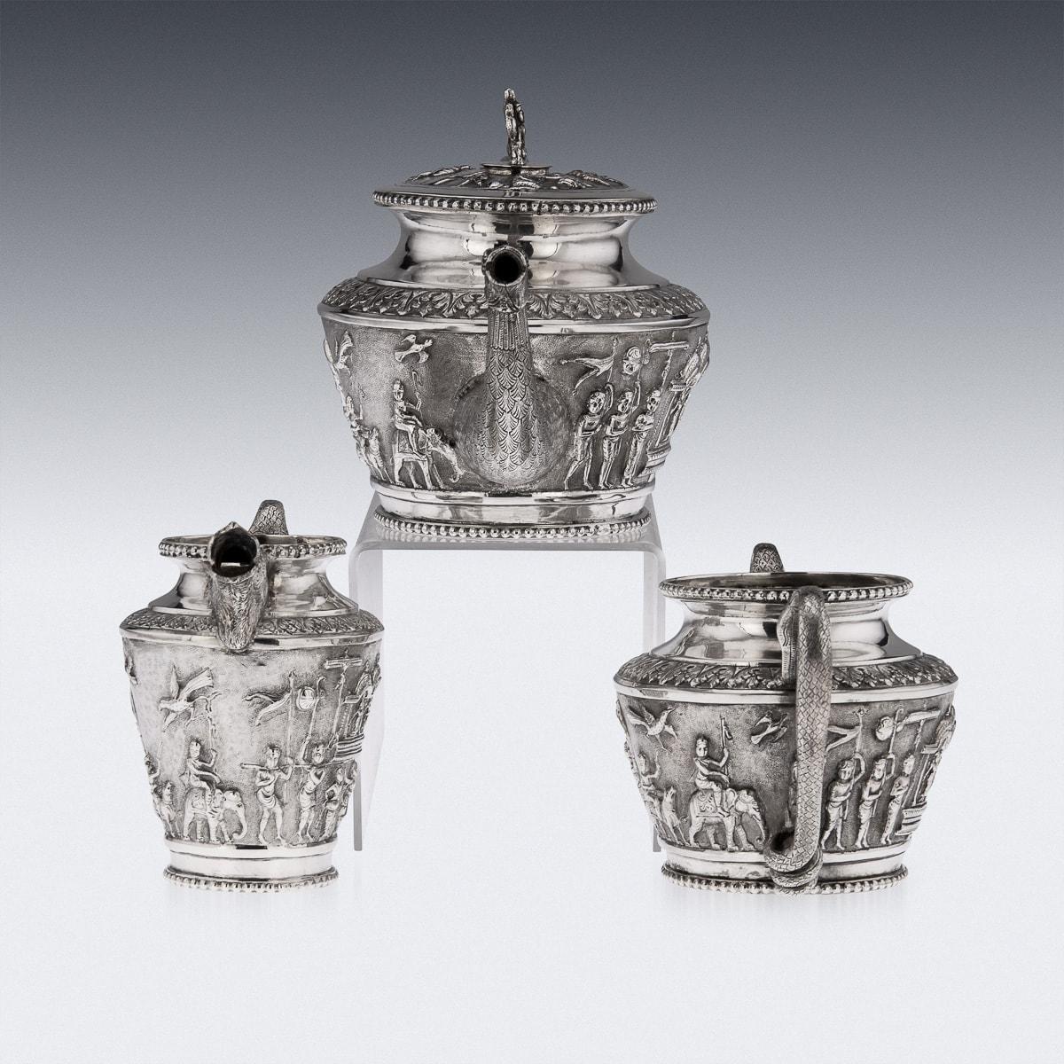 19th Century Indian Solid Silver Swami Tea Set, Madras, c.1880 1