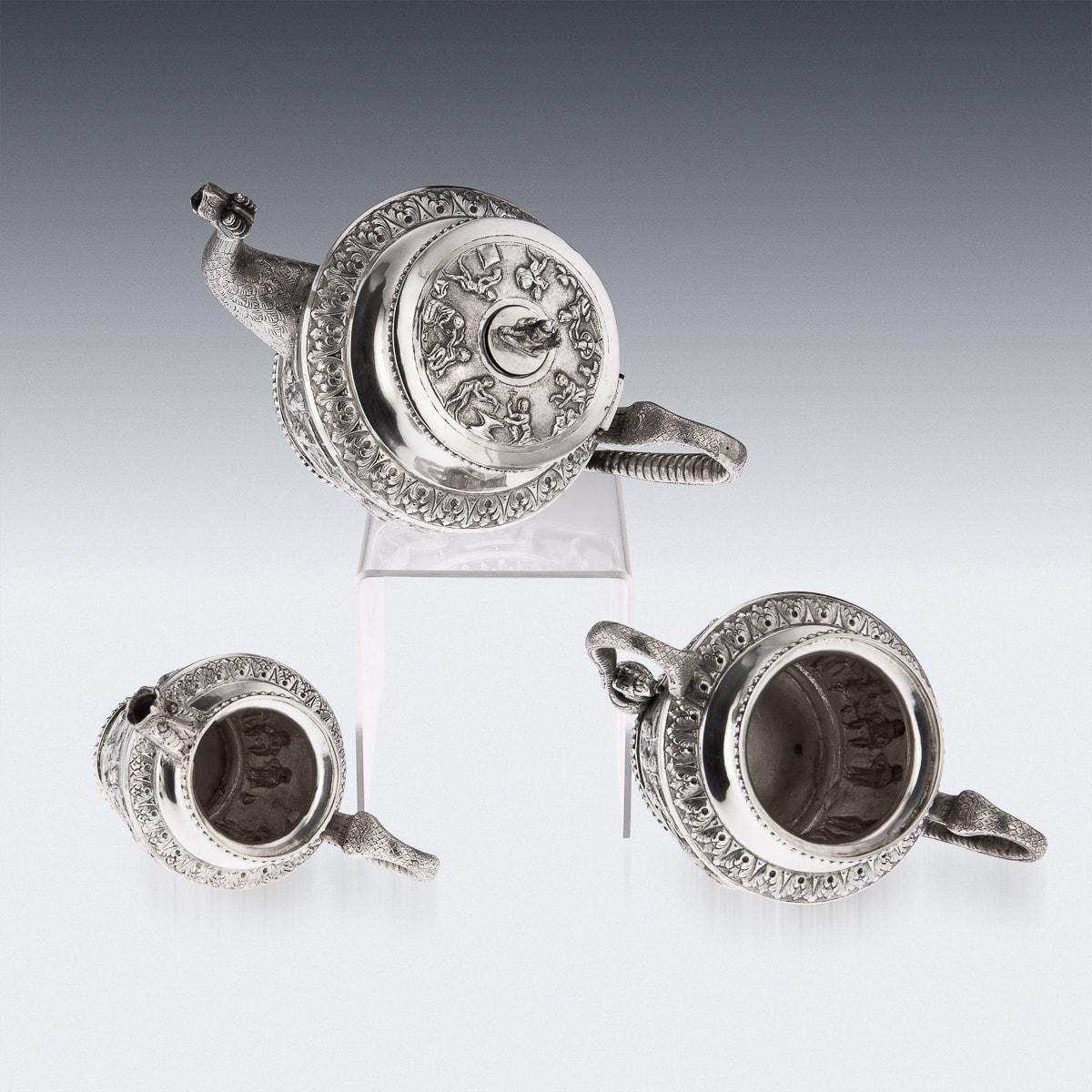 19th Century Indian Solid Silver Swami Tea Set, Madras, c.1880 2