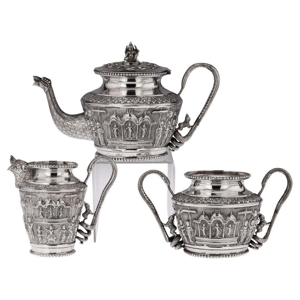 Mantovani 19th Century Silver Rococo Italian Tea Set with Samovar ...