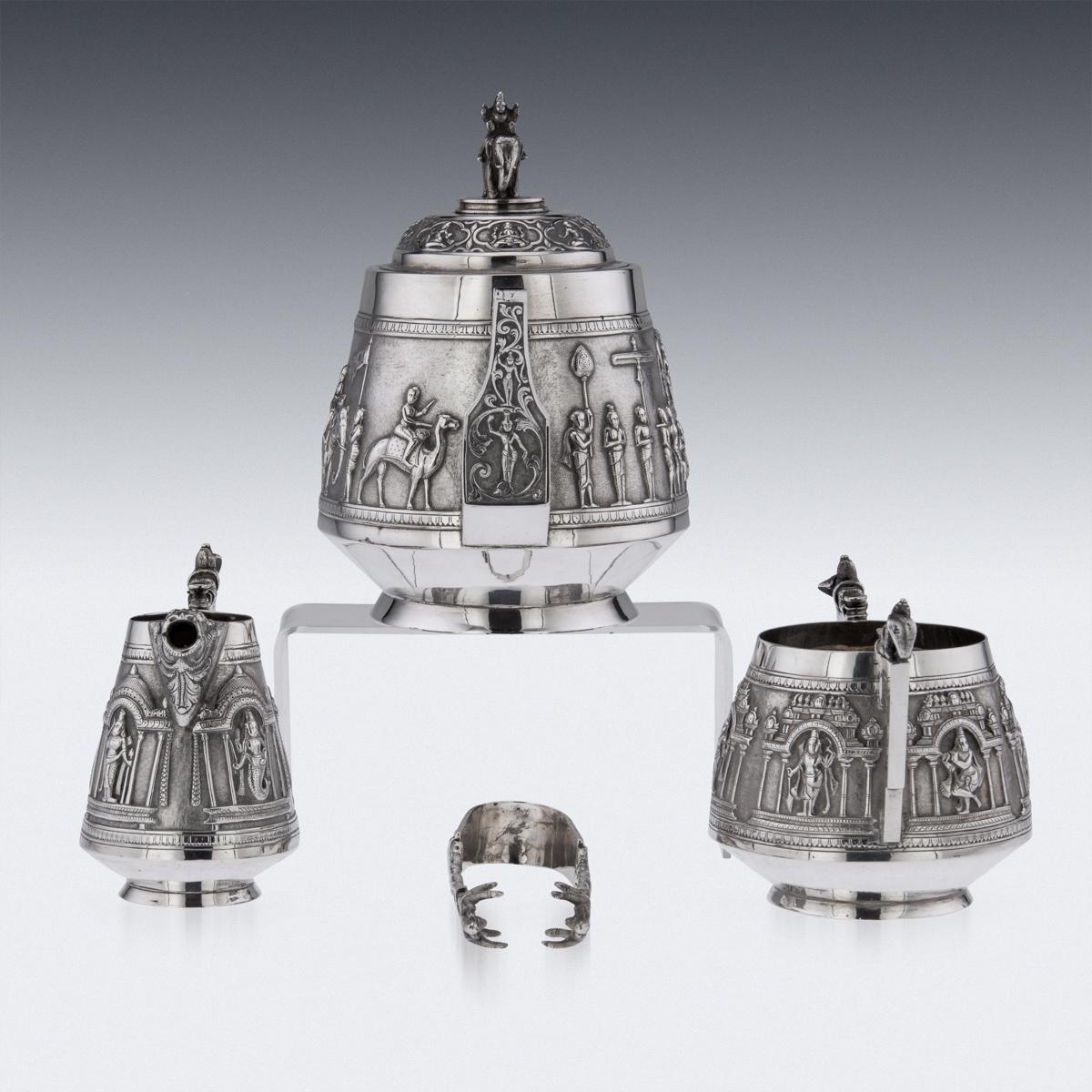 19th Century Indian Solid Silver Swami Tea Set, P. Orr & Sons, Madras, c.1880 1