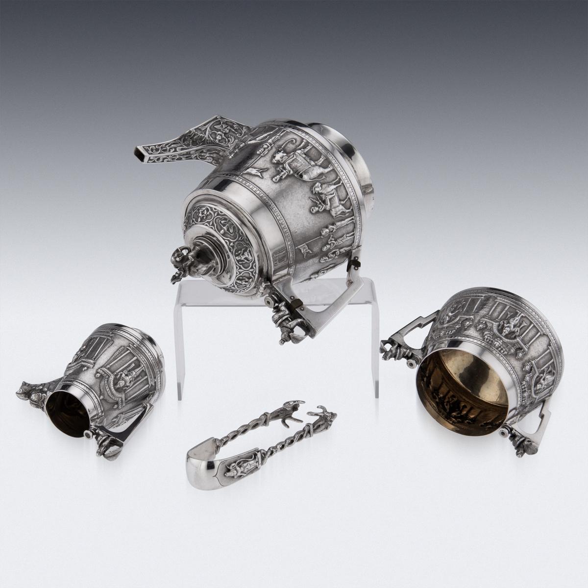 19th Century Indian Solid Silver Swami Tea Set, P. Orr & Sons, Madras, c.1880 3
