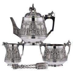 19th Century Indian Solid Silver Swami Tea Set, P. Orr & Sons, Madras, c.1880