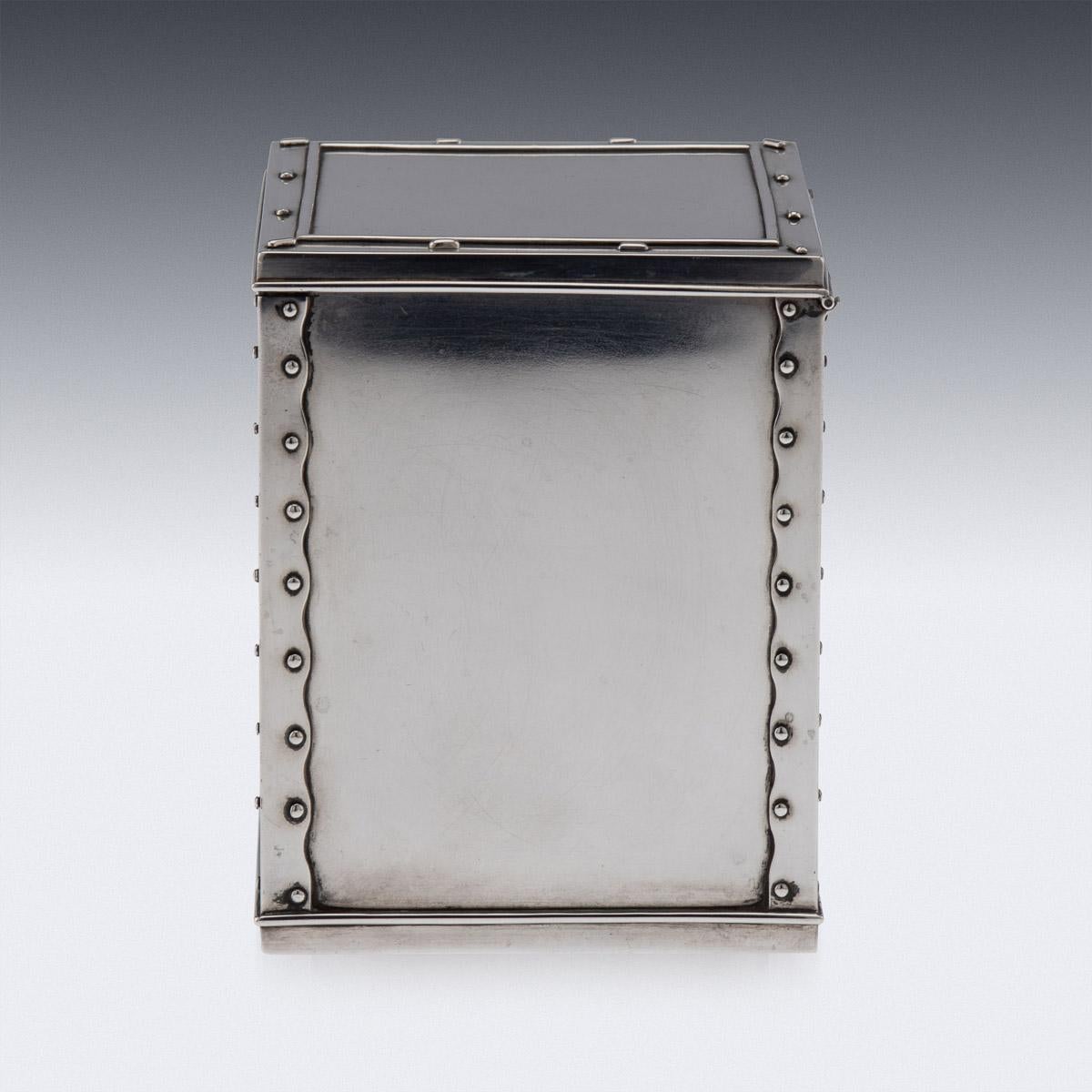 19th Century Indian Solid Silver Tea Chest Shaped Caddy, Hamilton & Co, c.1860 1