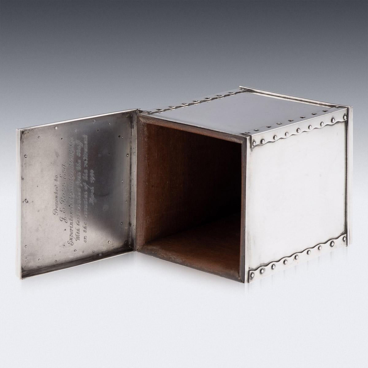 19th Century Indian Solid Silver Tea Chest Shaped Caddy, Hamilton & Co, c.1860 5