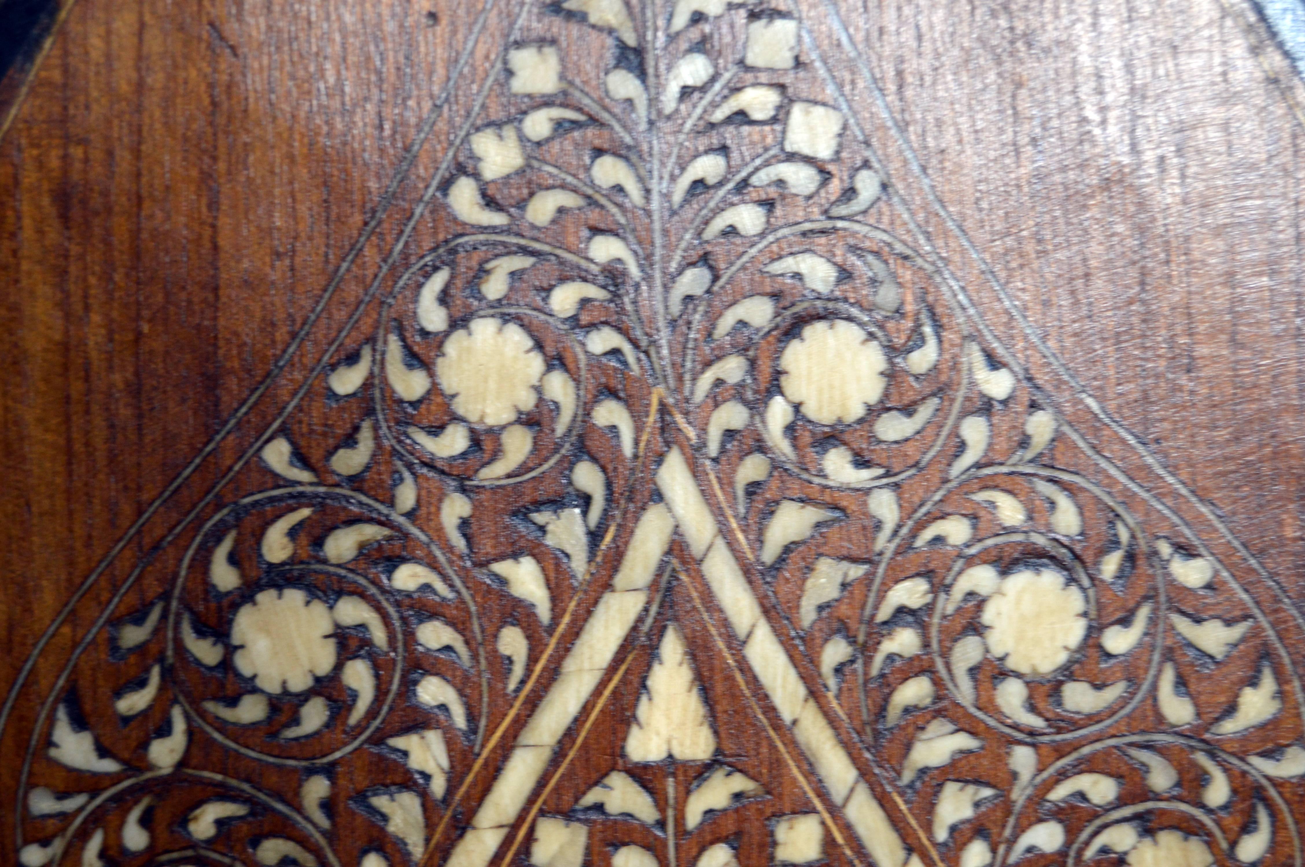 19th Century Indian Wood Armoire with Ebony, Bone Inlay and Geometric Motifs 1