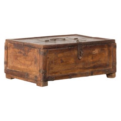 19th Century Indian Wooden Box with Incised Motifs and Distressed Patina