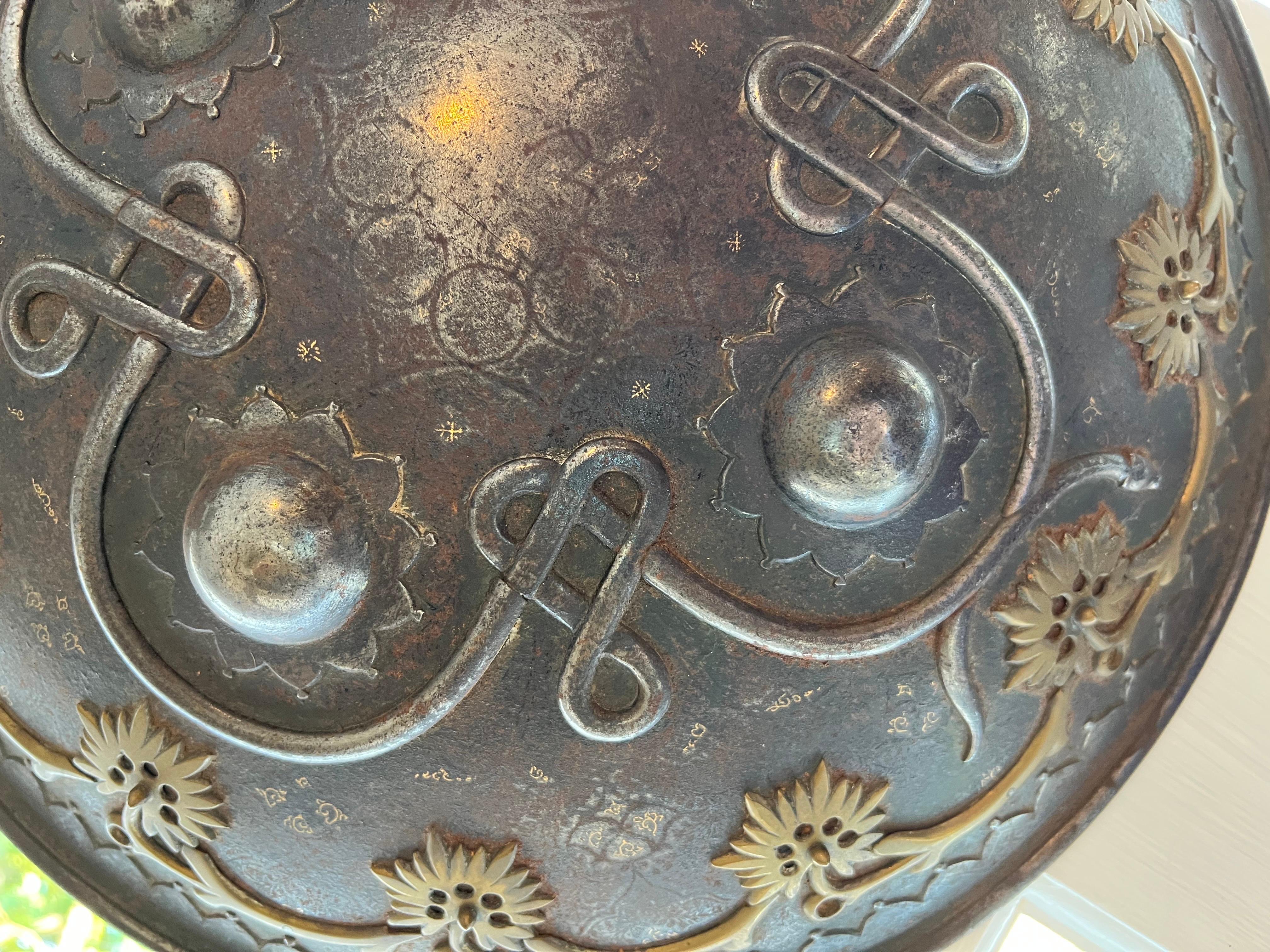 Metal  19th Century Indo-Persian Dhal Separ Steel Shield For Sale