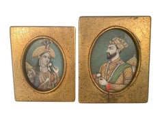 19th Century Indo-Persian Miniatures of Emperor Shah Jahan and Mumtaz Mahal