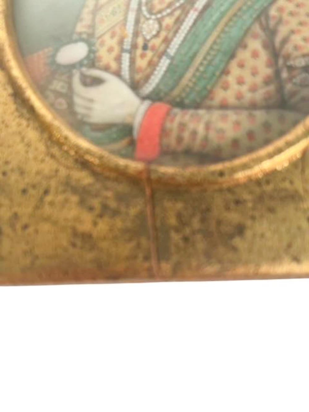 19th Century Indo-Persian Miniatures of Emperor Shah Jahan and Mumtaz Mahal For Sale 1