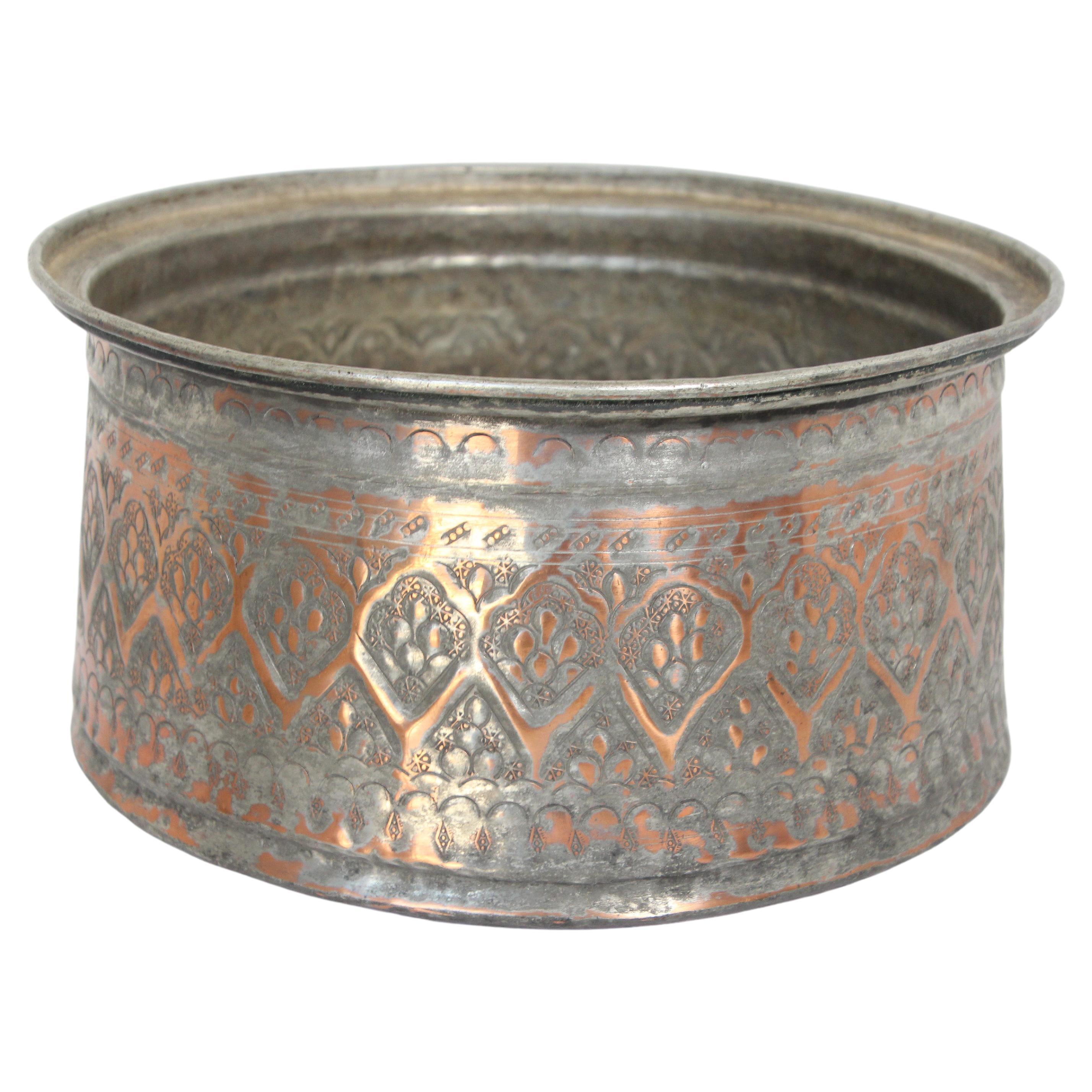 19th Century Indo Persian Mughal Tinned Copper Bowl