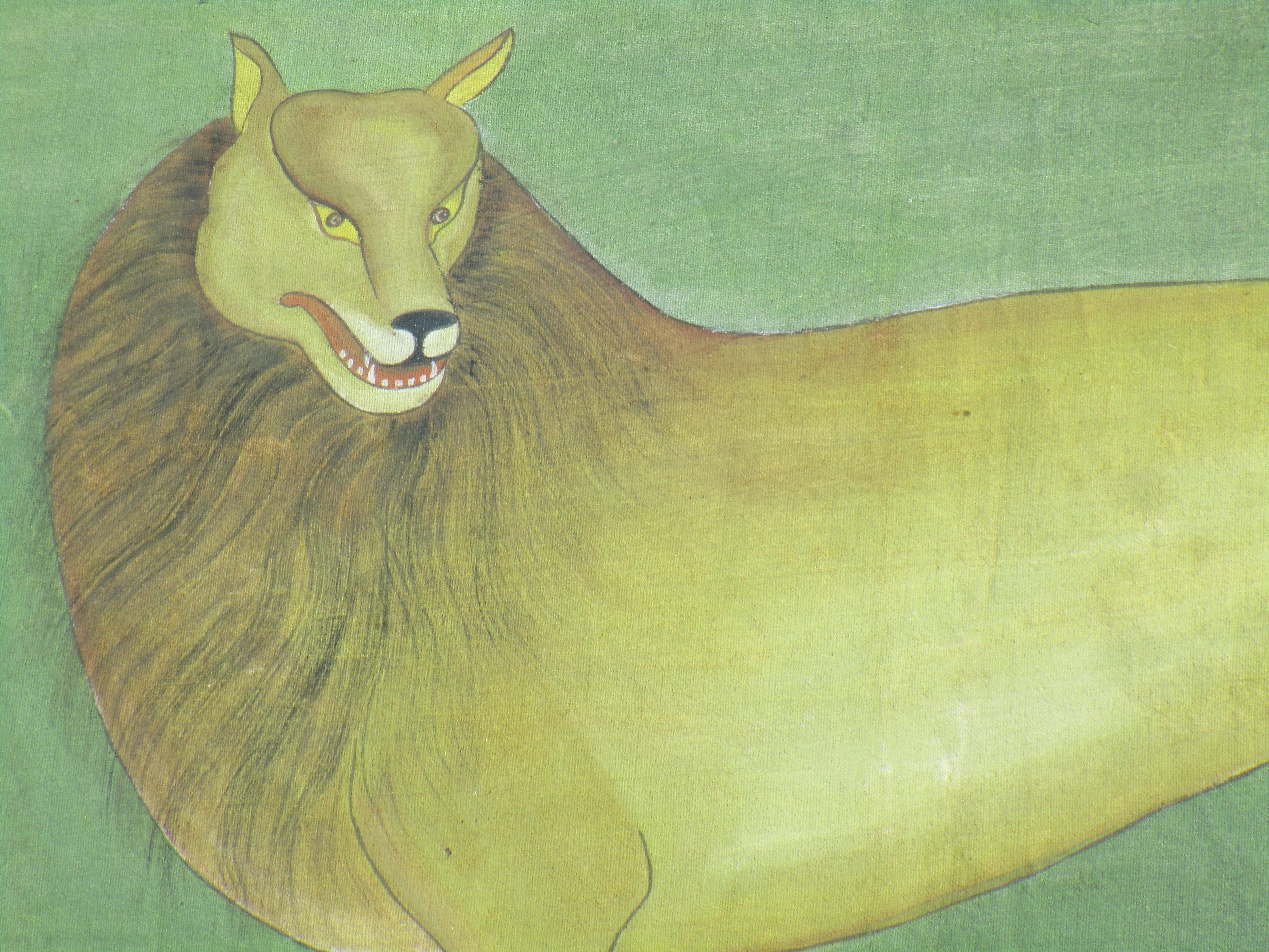 Indo Persian Painting Fantastical Lion, Circa 1900 1