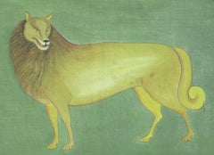 Indo Persian Painting Fantastical Lion, Circa 1900