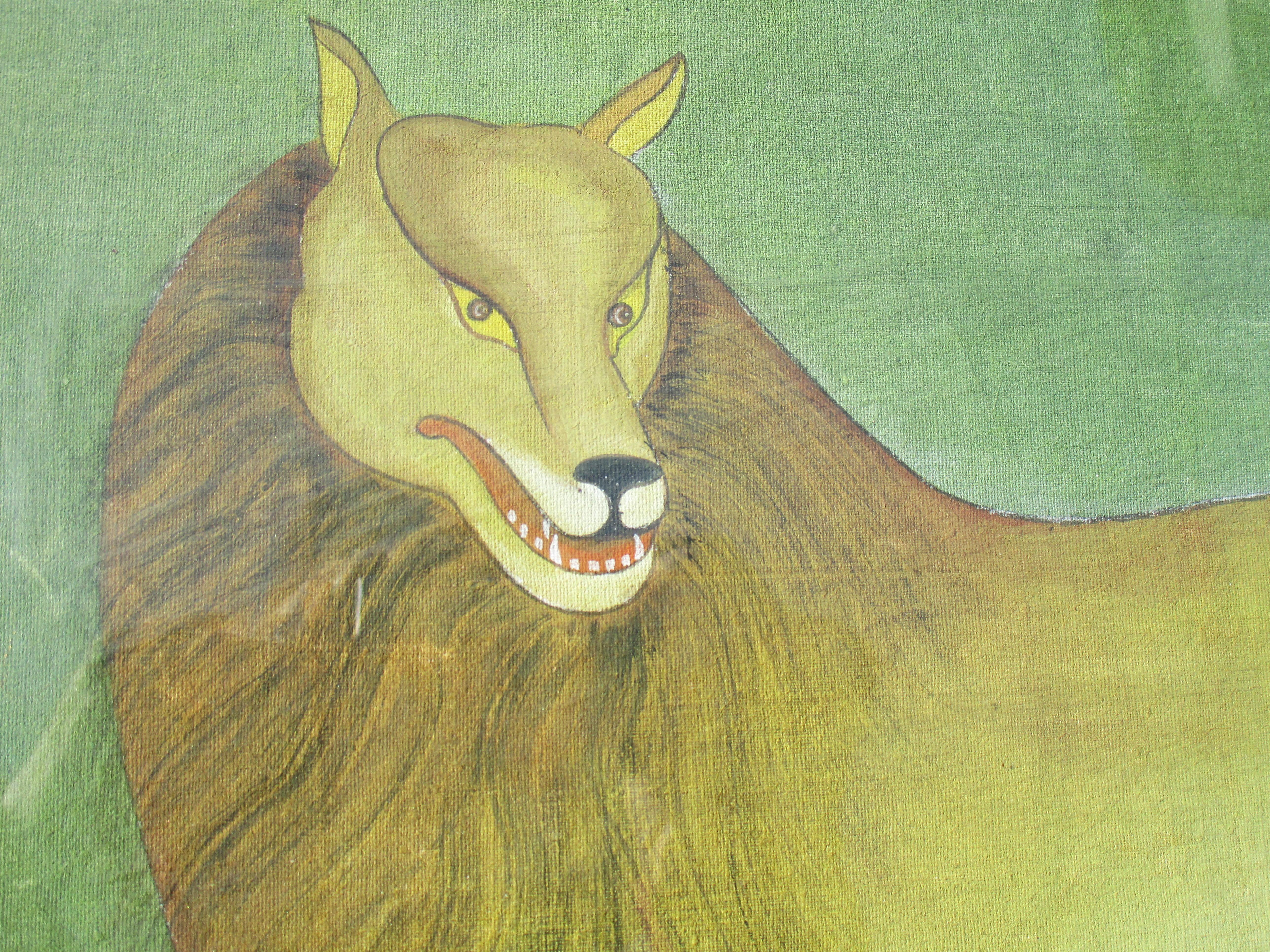 Indian Indo Persian Painting Fantastical Lion, Circa 1900