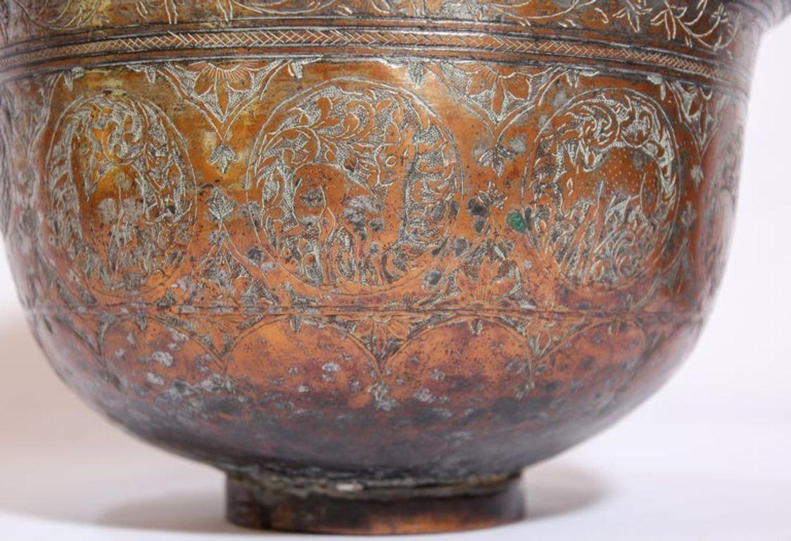 19th Century Indo Persian Qajar Tinned Copper Lidded Bowl 7