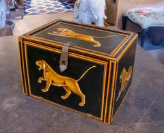 19th Century Indo-Portuguese Cabinet Lacquered with Polychrome Tigers