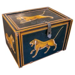 19th Century Indo-Portuguese Cabinet Lacquered with Polychrome Tigers