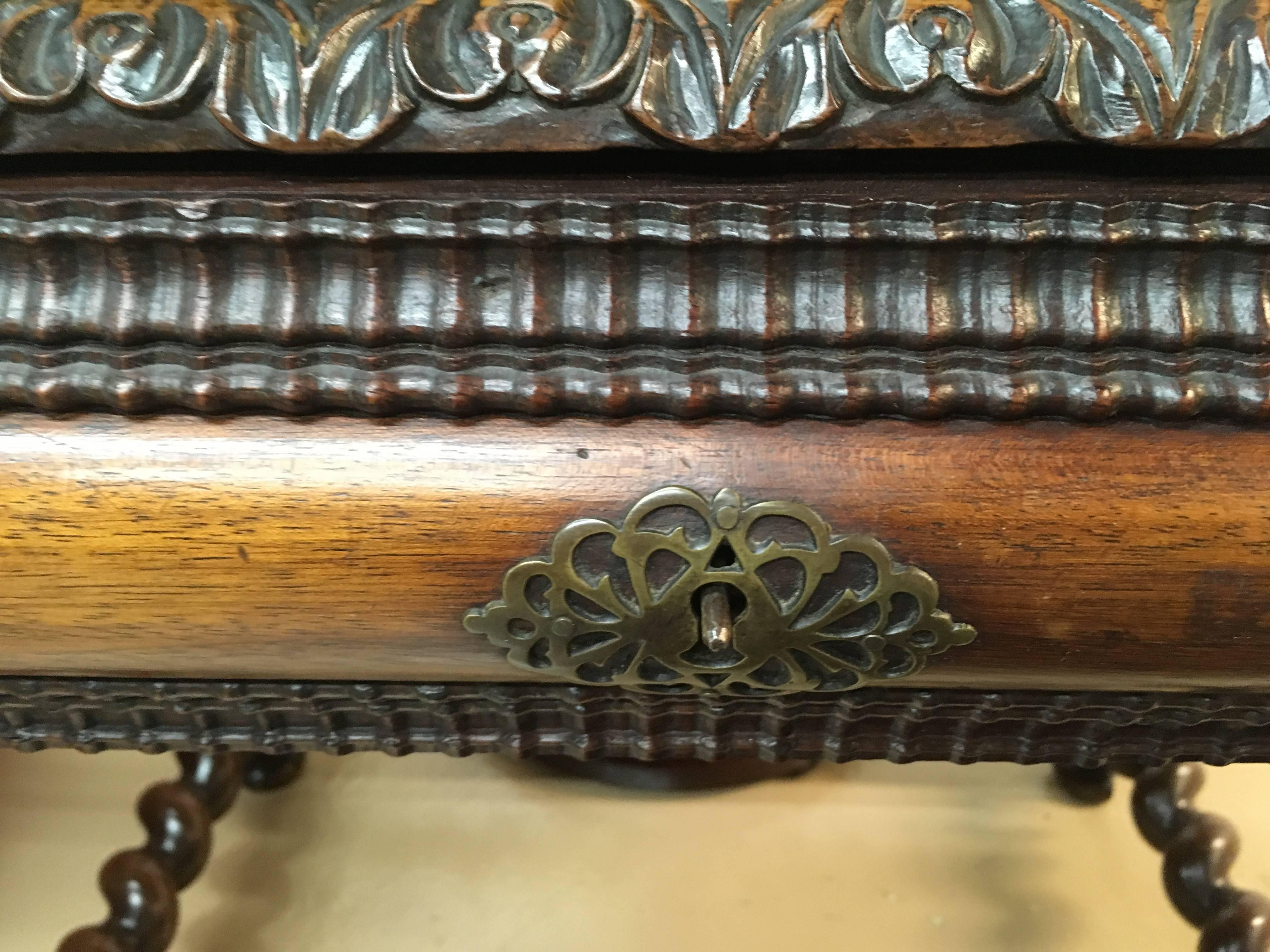 19th Century Indo-Portuguese Palisander Wood Single Drawer Low Table In Good Condition For Sale In Farmers Branch, TX