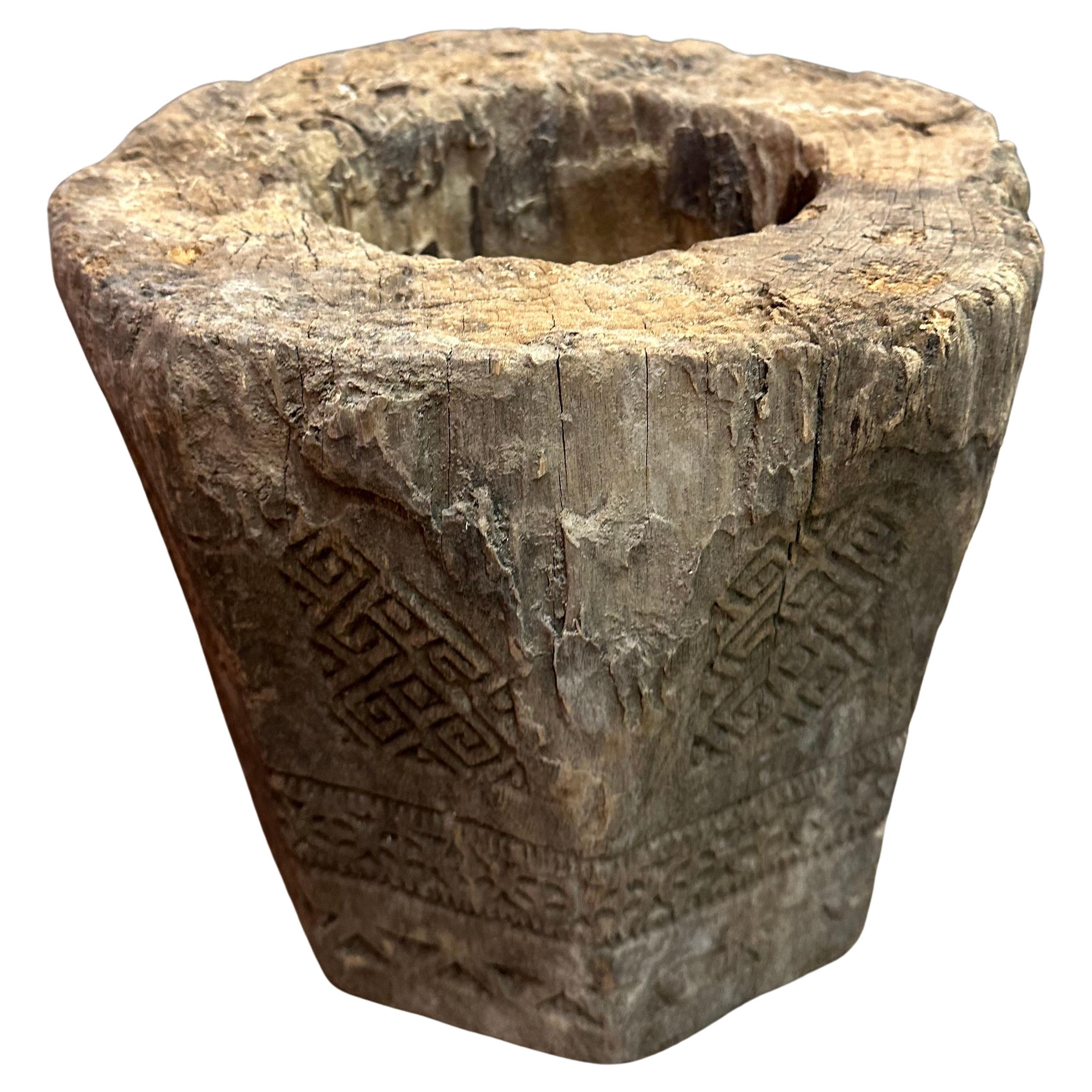 19th-Century Indonesian Carved Mortar