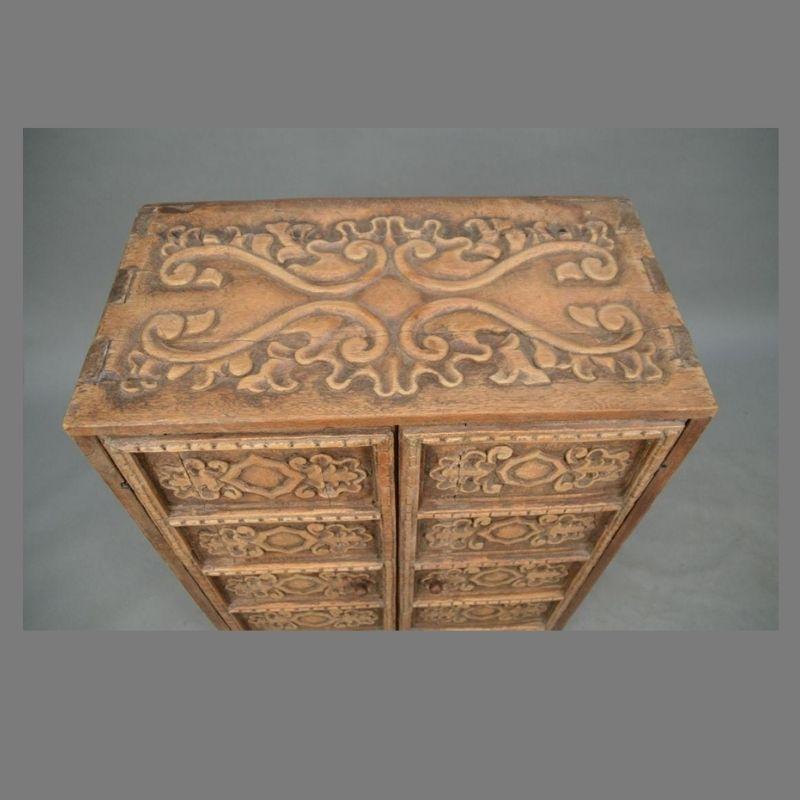 19th Century Indonesian Carved Teak Two Door Cabinet In Good Condition In Middleburg, VA