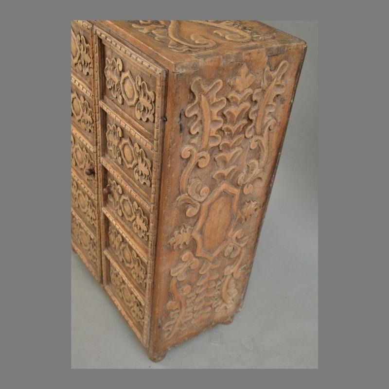 19th Century Indonesian Carved Teak Two Door Cabinet 2