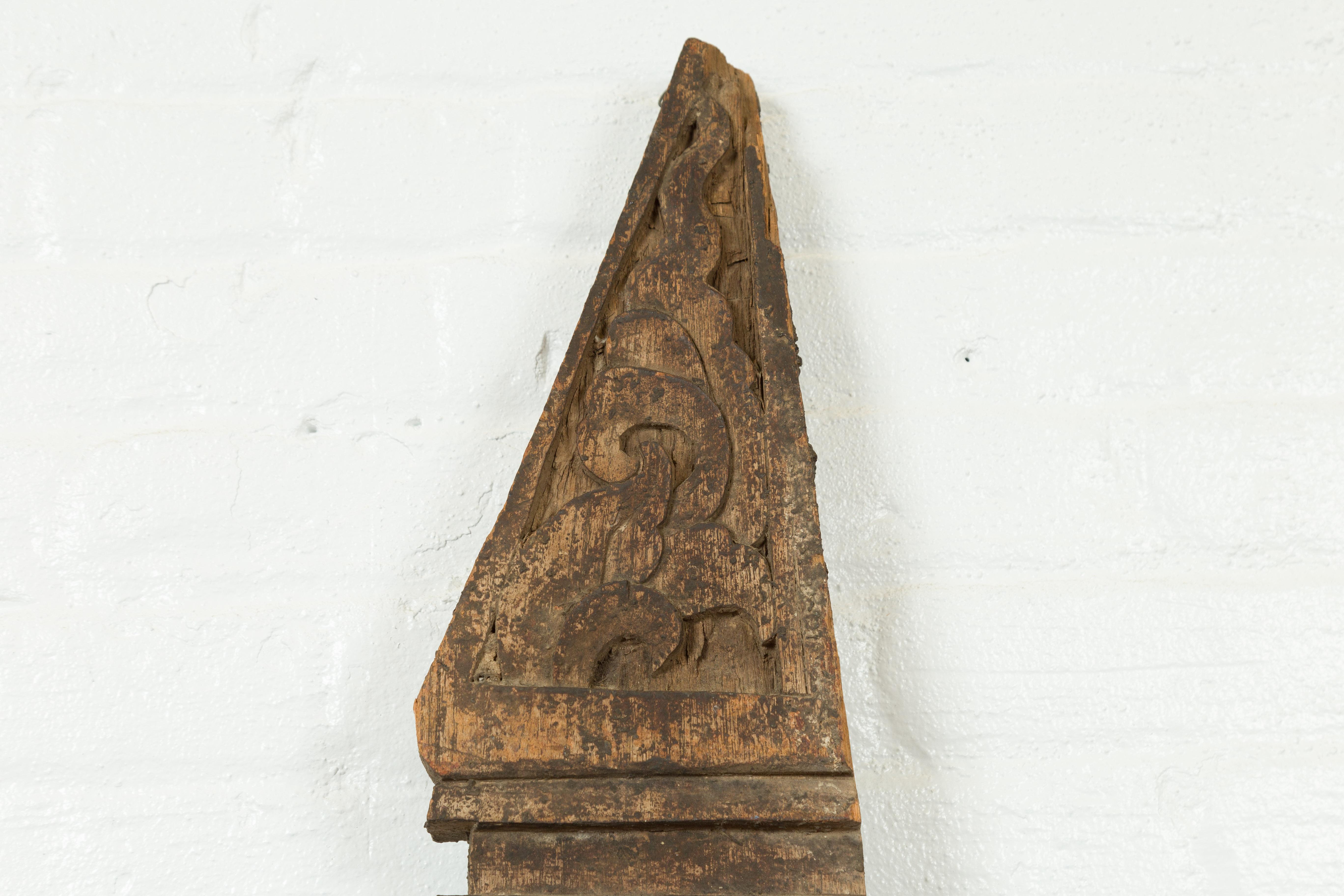 19th Century Indonesian Hand Carved Architectural Fragment with Mythical Figures 2