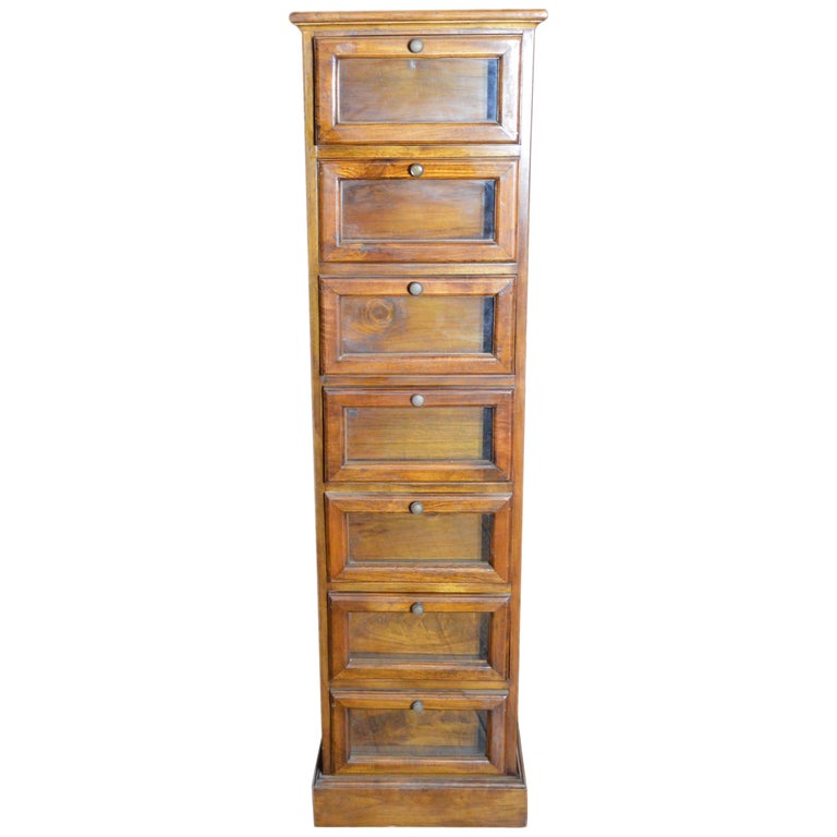 19th Century Indonesian Lacquered Wood And Glass Seven Drawer