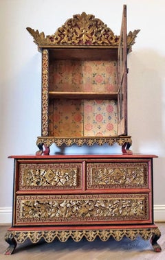 19th Century Indonesian Lamari Palembang Display Cabinet
