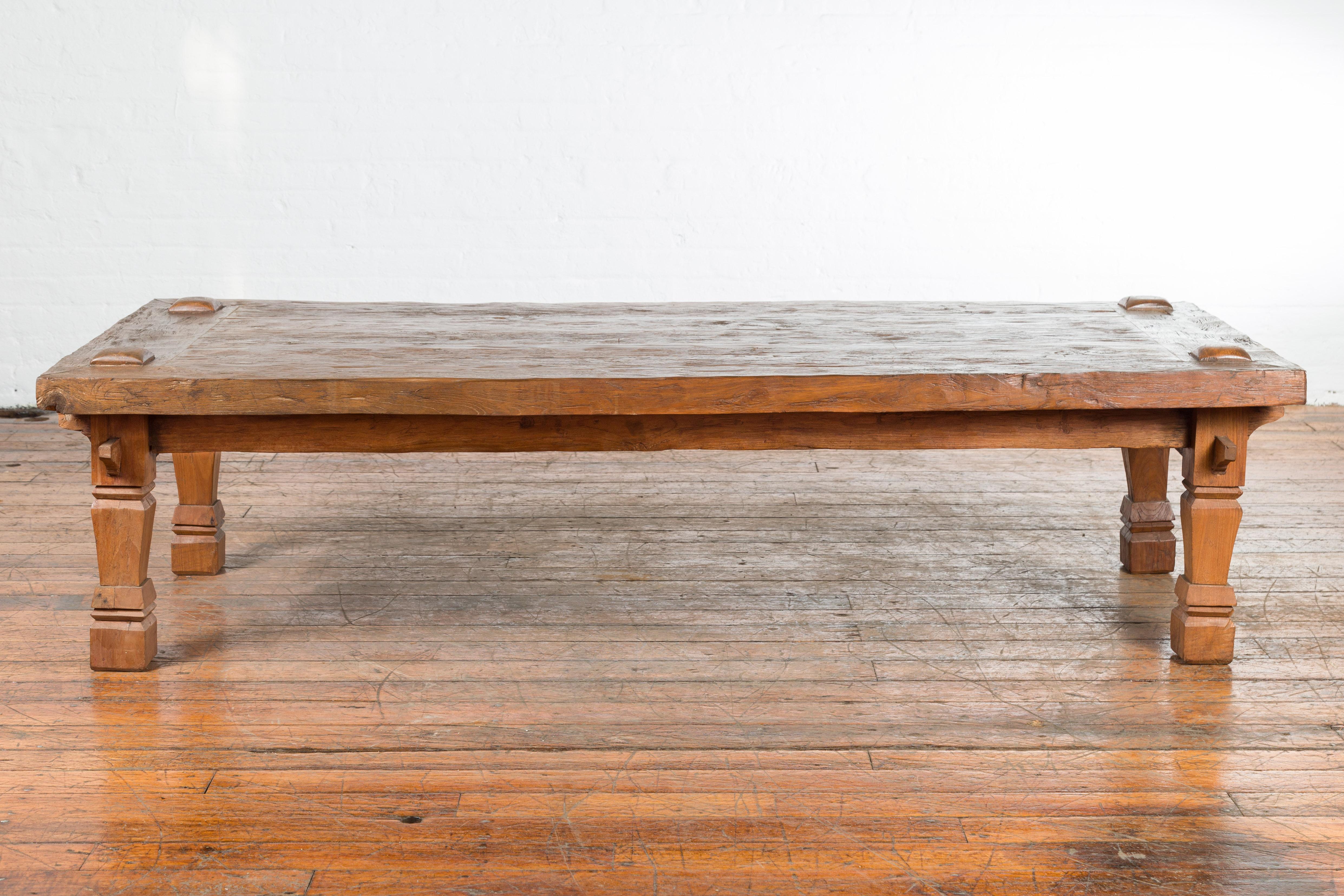 19th Century Indonesian Madurese Coffee Table with Carved Legs and Raised Joints 4
