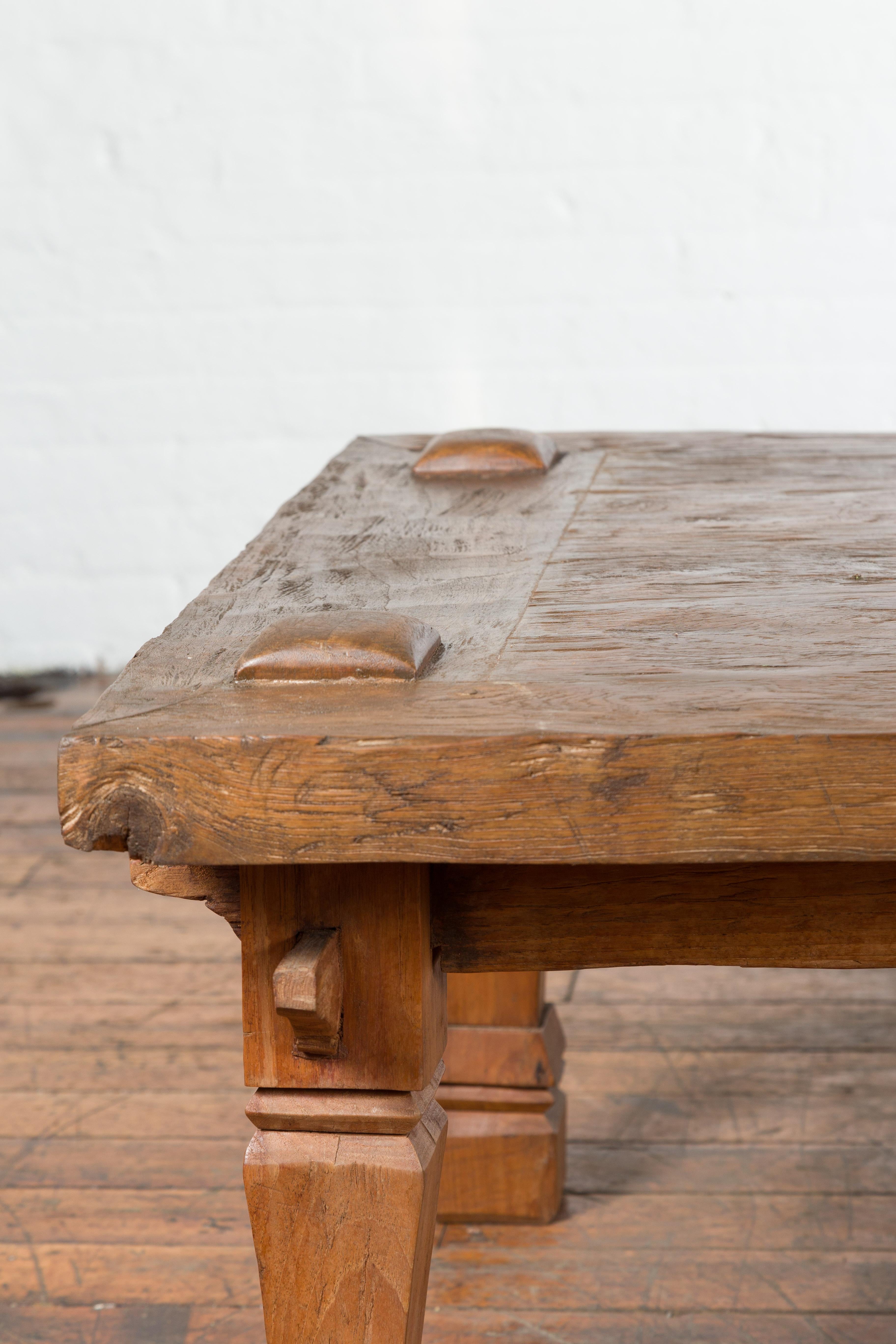 19th Century Indonesian Madurese Coffee Table with Carved Legs and Raised Joints 5