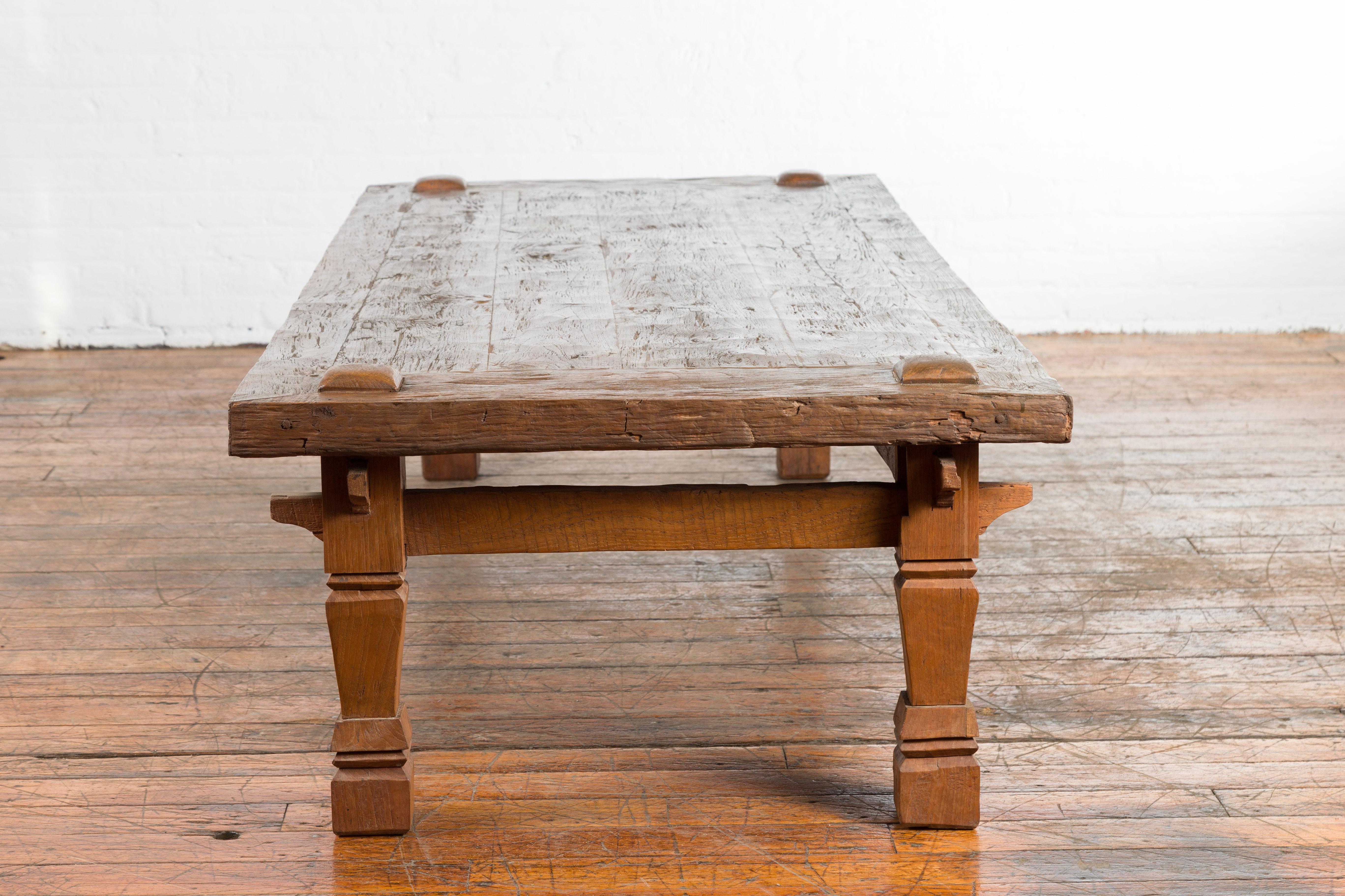 19th Century Indonesian Madurese Coffee Table with Carved Legs and Raised Joints For Sale 6