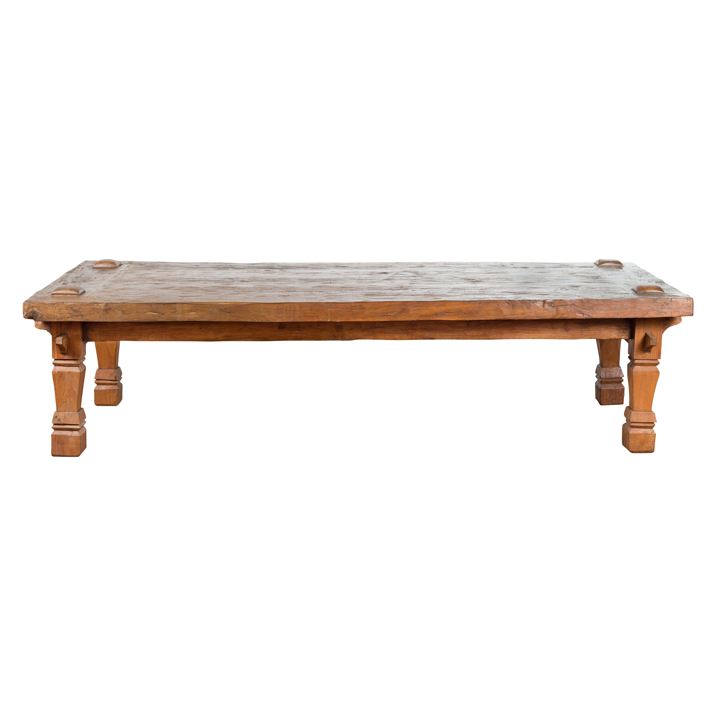 19th Century Indonesian Madurese Coffee Table with Carved Legs and Raised Joints