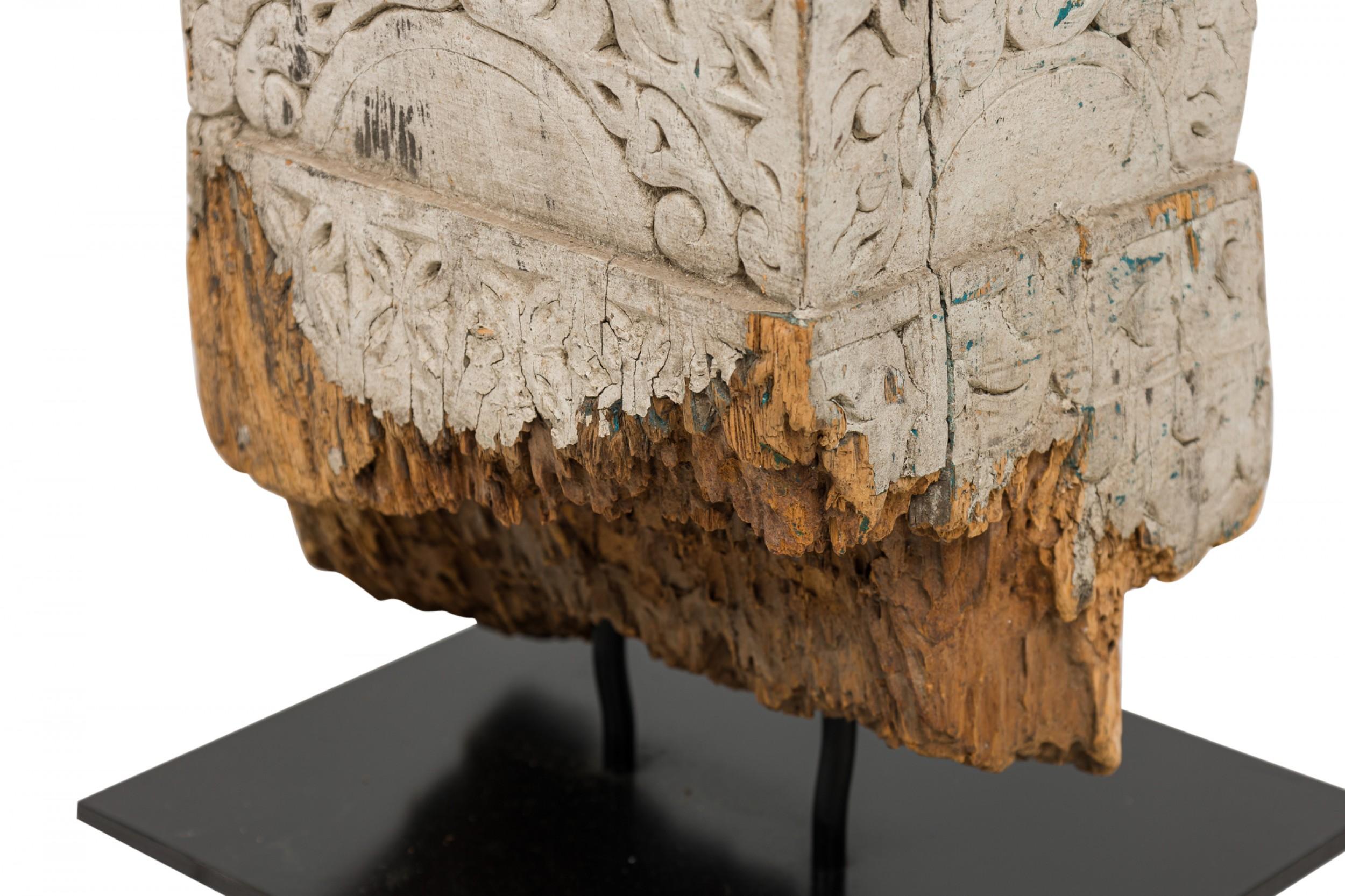 Hand-Carved 19th Century Indonesian Painted Wood Mile Marker Carving For Sale